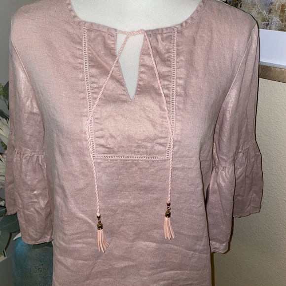 Ellen Tracy linen pink blouse - Picture 5 of 10